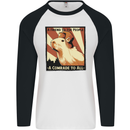 Capybara Comrade Mens L/S Baseball T-Shirt White/Black