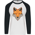 Polygonal Fox Mens L/S Baseball T-Shirt White/Black