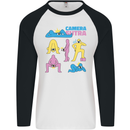 Camera Sutra Photography Photographer Funny Mens L/S Baseball T-Shirt White/Black
