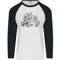 Tortoise Mushrooms Nature Mycology Mens L/S Baseball T-Shirt White/Black