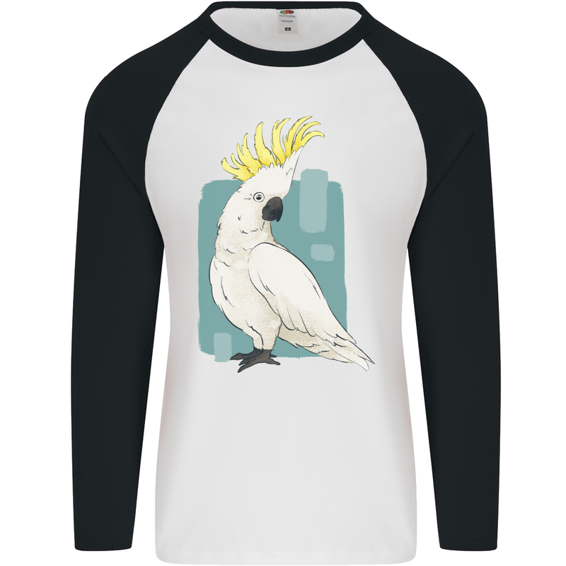 A Cockatoo Mens L/S Baseball T-Shirt White/Black