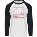 Fibonacci Spiral Mathematics Maths Science Mens L/S Baseball T-Shirt White/Black