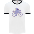 A Cycling Octopus Funny Cyclist Bicycle Mens Ringer T-Shirt White/Black