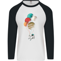 An Astronaut With Planets as Balloons Space Mens L/S Baseball T-Shirt White/Black