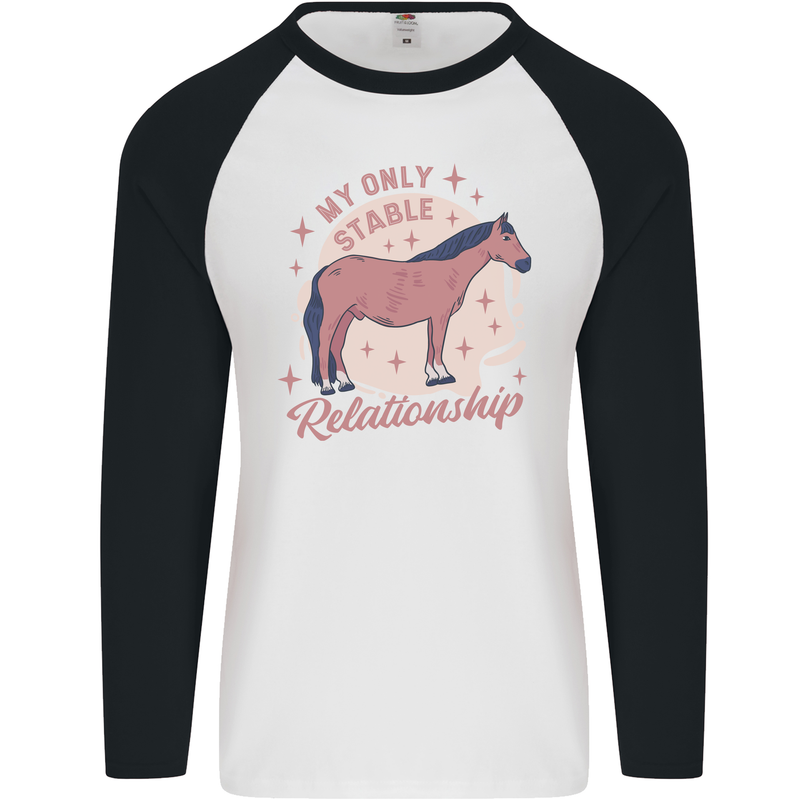 Equestrian Horse My Only Stable Relationship Mens L/S Baseball T-Shirt White/Black