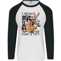 I Bring Crazy Stuff & Sh#t Funny Dog Mens L/S Baseball T-Shirt White/Black