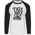 Easy Rider Motorcycle Motorbike Biker Mens L/S Baseball T-Shirt White/Black