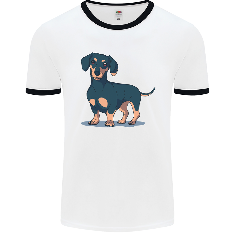 Dachshund Dog Mens Ringer T-Shirt White/Black