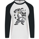 Lemur Hug You Mens L/S Baseball T-Shirt White/Black