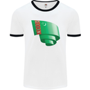 Curled Turkmenistan Flag The Turkmen Day Football Mens Ringer T-Shirt White/Black