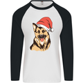 Christmas German Shepherd Dog Xmas Alsatian Mens L/S Baseball T-Shirt White/Black