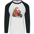 Motorbike & Sidecar Christmas Santa Xmas Biker Mens L/S Baseball T-Shirt White/Black