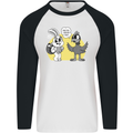 Easter Funny Chicken Eggs & Rabbit Mens L/S Baseball T-Shirt White/Black