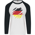 Torn Germany Flag German Day Football Mens L/S Baseball T-Shirt White/Black