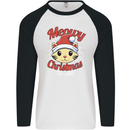 Christmas Cat Meowy Funny Christmas Mens L/S Baseball T-Shirt White/Black