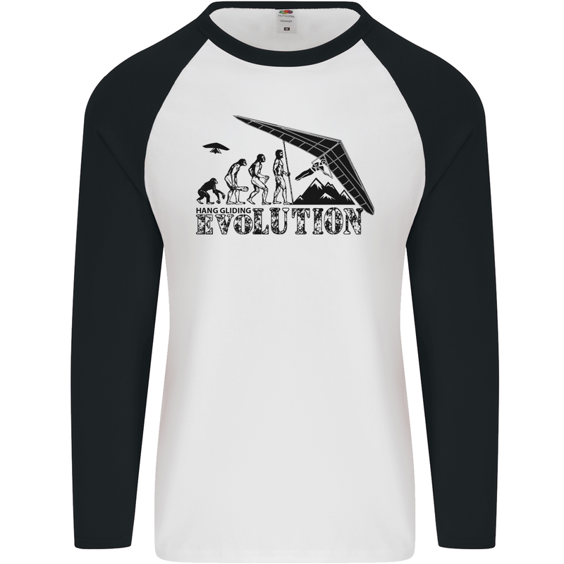 Hang Gliding Evolution Funny Hang Glider Mens L/S Baseball T-Shirt White/Black