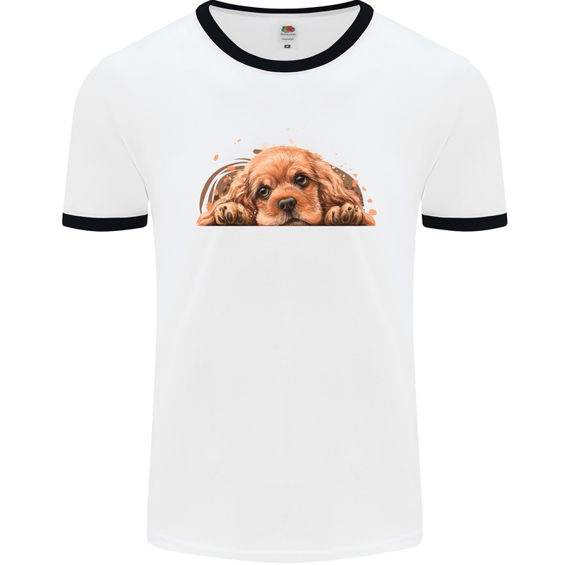 A Cute Cocker Spaniel Dog Mens Ringer T-Shirt White/Black