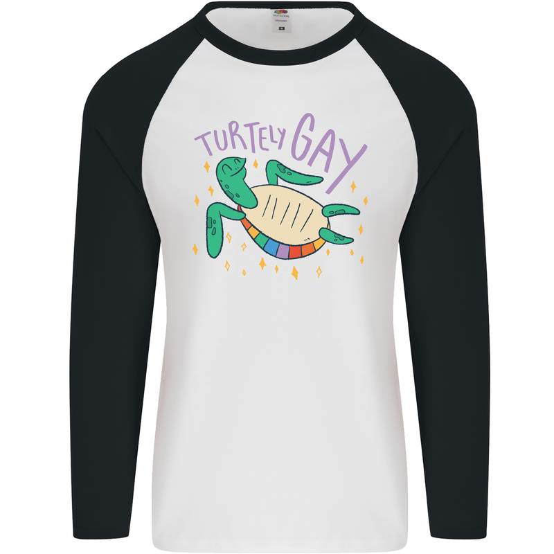 LGBT Turtle Gay Pride Day Awareness Mens L/S Baseball T-Shirt White/Black