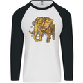 A Steampunk Elephant Mens L/S Baseball T-Shirt White/Black