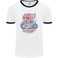 Two Wheels Attitude Motorcycle Biker Motorbike Mens Ringer T-Shirt White/Black