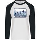 Snowboarding Evolution Funny Snowboarder Mens L/S Baseball T-Shirt White/Black