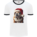 Christmas British Bulldog Union Jack Xmas Dog Mens Ringer T-Shirt White/Black