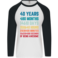 40th Birthday 40 Year Old Mens L/S Baseball T-Shirt White/Black