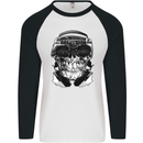 Ghetto Blaster Skull Mens L/S Baseball T-Shirt White/Black