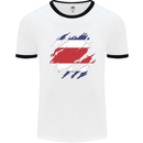 Torn Costa Rica Flag Rican Day Football Mens Ringer T-Shirt White/Black
