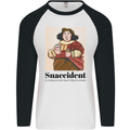 Snaccident Funny Junk Food Diet Weight Loss Mens L/S Baseball T-Shirt White/Black