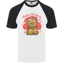 Christmas Yorkshire Terrier Xmas Yorkie Dog Mens S/S Baseball T-Shirt White/Black