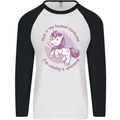 This is My Unicorn Costume Fancy Dress Outfit Mens L/S Baseball T-Shirt White/Black