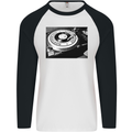 Northern Soul Turntable DJ Decks Vinyl Mens L/S Baseball T-Shirt White/Black