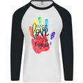 LGBT Same Love Same Rights Gay Pride Day Mens L/S Baseball T-Shirt White/Black