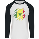 Torn Senegal Flag Senegalese Day Football Mens L/S Baseball T-Shirt White/Black