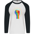 LGBT Fist Gay Pride Day Awareness Mens L/S Baseball T-Shirt White/Black