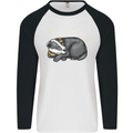 A Sleeping Badger Mens L/S Baseball T-Shirt White/Black