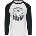 Funny Halloween Alcohol Rum Spirit Ghost Mens L/S Baseball T-Shirt White/Black