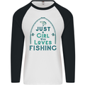 Just a Girl Who Loves Fishing Fisherwoman Mens L/S Baseball T-Shirt White/Black