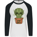 Cactus Skull Gardening Gardener Plants Mens L/S Baseball T-Shirt White/Black
