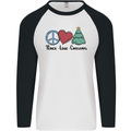 Peace Love Christmas Xmas Mens L/S Baseball T-Shirt White/Black