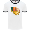 Curled Sri Lankan Flag Sri Lanka Day Football Mens Ringer T-Shirt White/Black