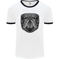 A Mandala Turtle Head Tribal Tortoise Mens Ringer T-Shirt White/Black