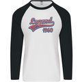 Legend Since 63rd Birthday 1960 Mens L/S Baseball T-Shirt White/Black