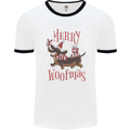 Merry Woofmas Funny Xmas Dog Mens Ringer T-Shirt White/Black