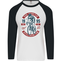 Pedal Pusher Club Cycling Cyclist Funny Mens L/S Baseball T-Shirt White/Black