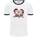 Christmas Piglets Wearing Xmas Hats Pig Mens Ringer T-Shirt White/Black