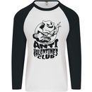 Anti Valentines Club Romance Single Day Mens L/S Baseball T-Shirt White/Black