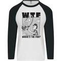 WTF Wheres the Fish Funny Fishing Fisherman Mens L/S Baseball T-Shirt White/Black