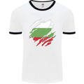 Torn Bulgaria Flag Bulgarian Day Football Mens Ringer T-Shirt White/Black